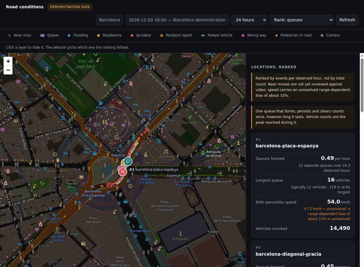 PERCEPTA public map of Barcelona road events